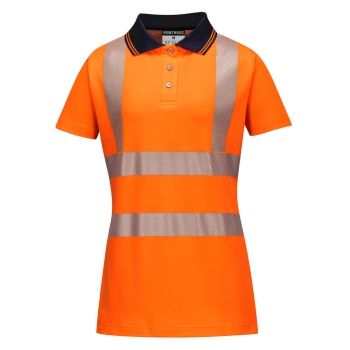 Ženska polo majica Hi-Vis Cotton Comfort Pro S/S  Narančasta/Crna XS PORTWEST LW72OBRXS