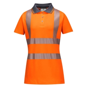 Ženska polo majica Hi-Vis Cotton Comfort Pro S/S  Narančasta/Siva XL PORTWEST LW72OGYXL