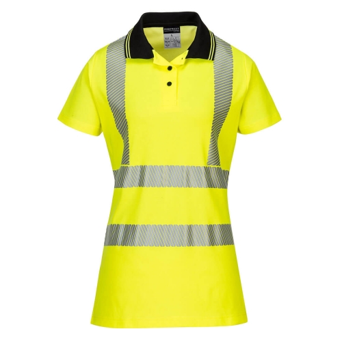 Ženska polo majica Hi-Vis Cotton Comfort Pro S/S  Žuta/Crna XXL PORTWEST LW72YBRXXL