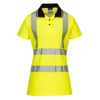 Ženska polo majica Hi-Vis Cotton Comfort Pro S/S  Žuta/Crna M PORTWEST LW72YBRM