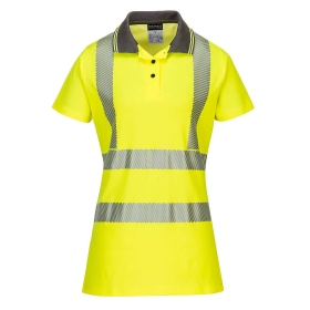 Ženska polo majica Hi-Vis Cotton Comfort Pro S/S  Žuta/Siva L PORTWEST LW72YGYL