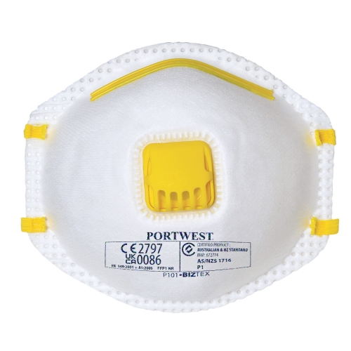 Respirator FFP1 Valved (Pk10) White  PORTWEST P101WHR
