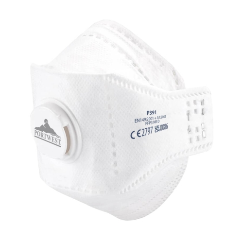 Respirator EAGLE FFP3 Valved Dolomite Fold Flat (Pk10) White PORTWEST P391WHR Respirator EAGLE FFP3 Valved Dolomite Fold Flat (Pk10) White PORTWEST P391WHR