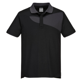 PW2 Polo majica Cotton Comfort S/S Crna/Zoom Grey XXXL PORTWEST PW210BZRXXXL