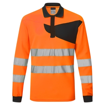 PW2 Polo majica Hi-Vis L/S Narančasta/Crna 4XL PORTWEST PW220OBR4XL