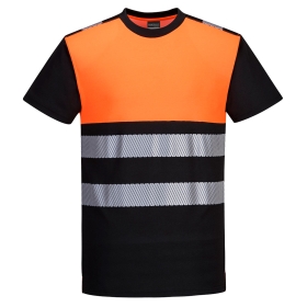 PW3 Majica Hi-Vis Cotton Comfort Class 1 S/S Crna/Narančasta 4XL PORTWEST PW311BKO4XL