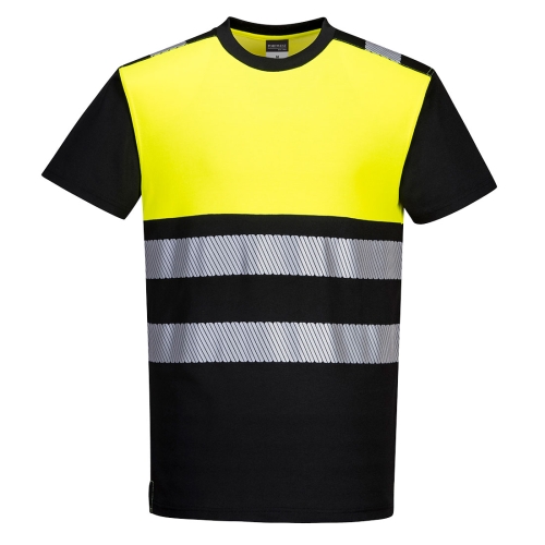PW3 Majica Hi-Vis Cotton Comfort Class 1 S/S Crna/Žuta S PORTWEST PW311BKYS