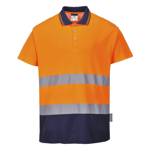 Polo majica Hi-Vis Cotton Comfort Contrast S/S  Narančasta/Navy L PORTWEST S174ONRL