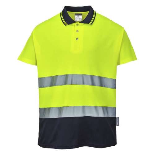 Polo majica Hi-Vis Cotton Comfort Contrast S/S  Yellow/Navy XXL PORTWEST S174YNRXXL