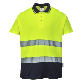 Polo majica Hi-Vis Cotton Comfort Contrast S/S  Yellow/Navy S PORTWEST S174YNRS