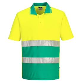 Polo majica Hi-Vis Lightweight Contrast S/S  Yellow/Teal XL PORTWEST S175YTRXL