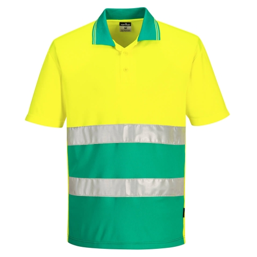 Polo majica Hi-Vis Lightweight Contrast S/S  Yellow/Teal XL PORTWEST S175YTRXL