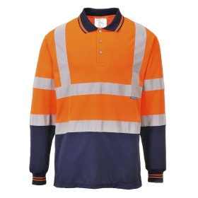 Polo majica Hi-Vis Contrast L/S  Narančasta/Navy XXL PORTWEST S279ONRXXL