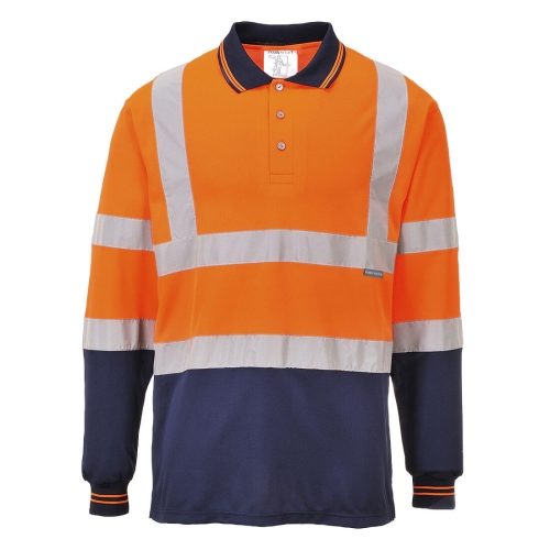 Polo majica Hi-Vis Contrast L/S  Narančasta/Navy S PORTWEST S279ONRS
