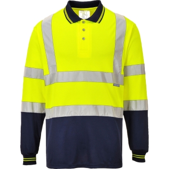 Polo majica Hi-Vis Contrast L/S  Yellow/Navy 4XL PORTWEST S279YNR4XL
