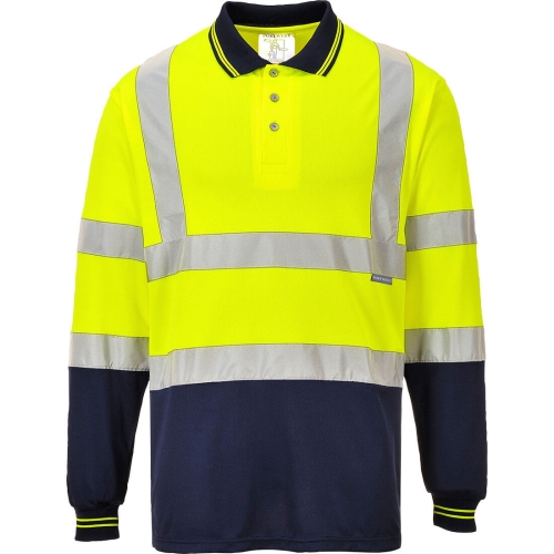Polo majica Hi-Vis Contrast L/S Yellow/Navy XS PORTWEST S279YNRXS Polo majica Hi-Vis Contrast L/S Yellow/Navy XS PORTWEST S279YNRXS