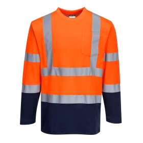 Majica Hi-Vis Cotton Comfort Contrast L/S  Narančasta/Navy S PORTWEST S280ONRS