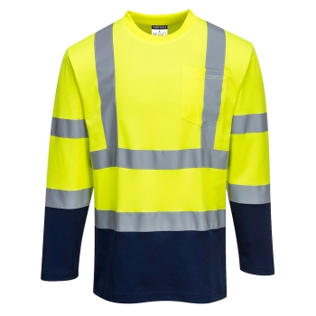 Majica Hi-Vis Cotton Comfort Contrast L/S  Yellow/Navy M PORTWEST S280YNRM