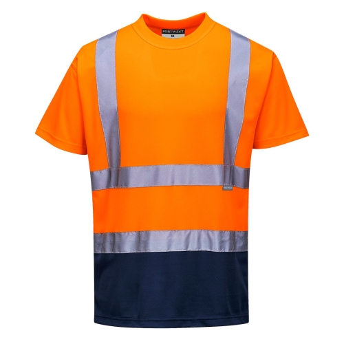 Majica Hi-Vis Contrast S/S  Narančasta/Navy M PORTWEST S378ONRM