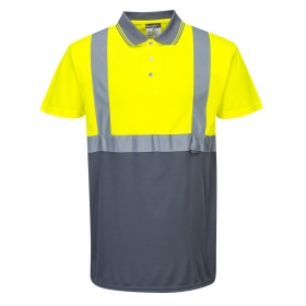 Polo majica Hi-Vis Contrast S/S  Žuta/Siva XL PORTWEST S479YGYXL