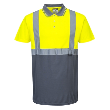 Polo majica Hi-Vis Contrast S/S  Žuta/Siva XL PORTWEST S479YGYXL