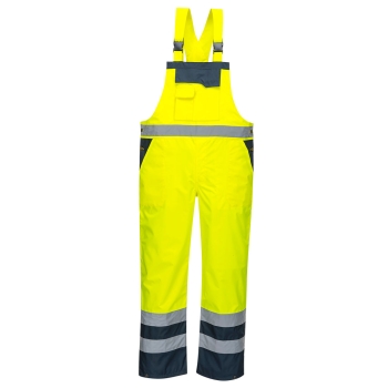 Hlače s naramenicama Hi-Vis Breathable Contrast Rain Yellow/Navy 4XL PORTWEST S488YNR4XL
