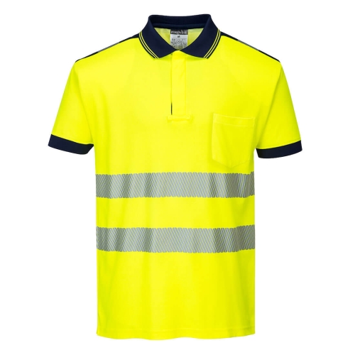 PW3 Polo majica Hi-Vis Cotton Comfort S/S Yellow/Navy XL PORTWEST T180YNRXL