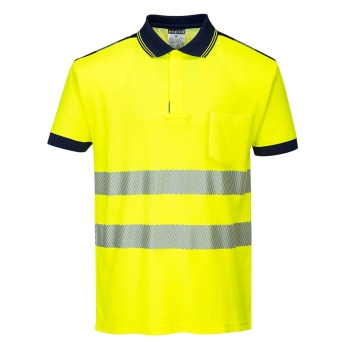 PW3 Polo majica Hi-Vis Cotton Comfort S/S Yellow/Navy M PORTWEST T180YNRM