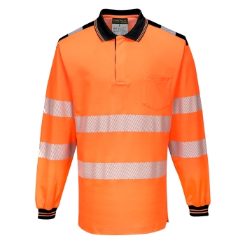 PW3 Polo majica Hi-Vis Cotton Comfort  L/S Narančasta/Crna M PORTWEST T184OBRM