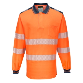 PW3 Polo majica Hi-Vis Cotton Comfort  L/S Narančasta/Navy S PORTWEST T184ONRS
