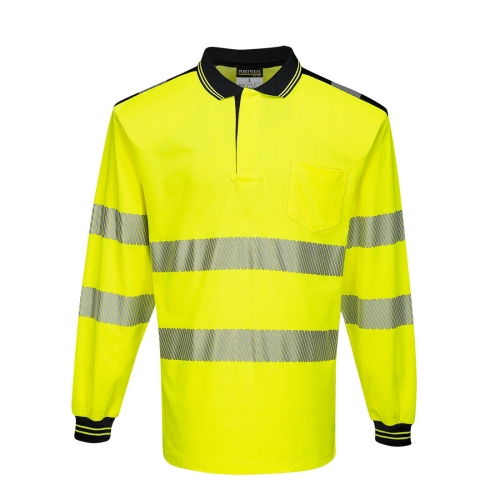 PW3 Polo majica Hi-Vis Cotton Comfort  L/S Žuta/Crna 5XL PORTWEST T184YBR5XL