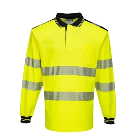 PW3 Polo majica Hi-Vis Cotton Comfort  L/S Žuta/Crna M PORTWEST T184YBRM