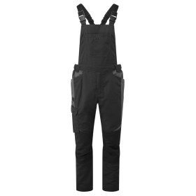 WX3 Hlače s naramenicama Industrial Wash Crna M PORTWEST T746BKRM