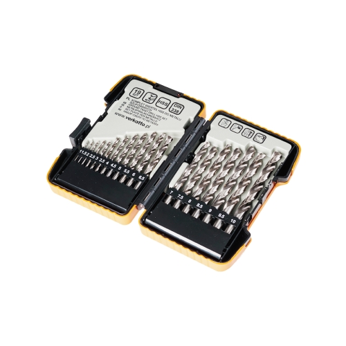 HSS Spiralna svrdla za čelik set 1–10 mm x 0,5 mm 19szt VERKATTO VR-3706 HSS Spiralna svrdla za čelik set 1–10 mm x 0,5 mm 19szt VERKATTO VR-3706