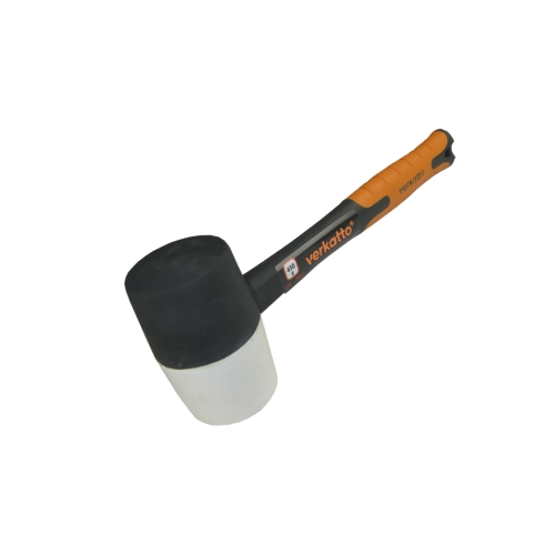 Crno-bijeli gumeni čekić s ručkom od stakloplastike 450g VERKATTO VR-3962 Crno-bijeli gumeni čekić s ručkom od stakloplastike 450g VERKATTO VR-3962