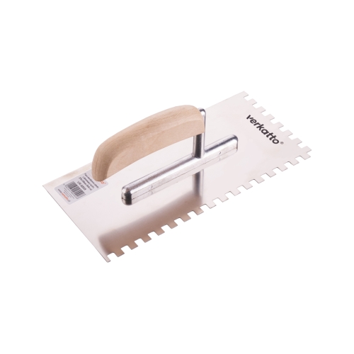 Gleter od nehrđajućeg čelika sa zubima s drvenom drškom 270x130mm (10x10mm) VERKATTO VR-5510 Gleter od nehrđajućeg čelika sa zubima s drvenom drškom 270x130mm (10x10mm) VERKATTO VR-5510