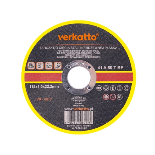 Rezna ploča za nehrđajući čelik 115x1,0mm VERKATTO VR-6017