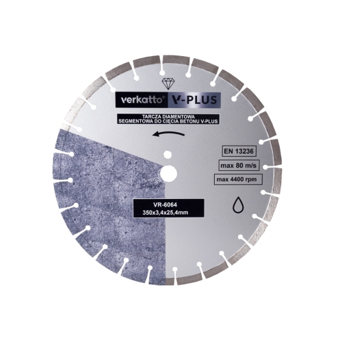 Segmentni dijamantni disk za beton V-PLUS 350x3.2x12x25.4mm VERKATTO VR-6064