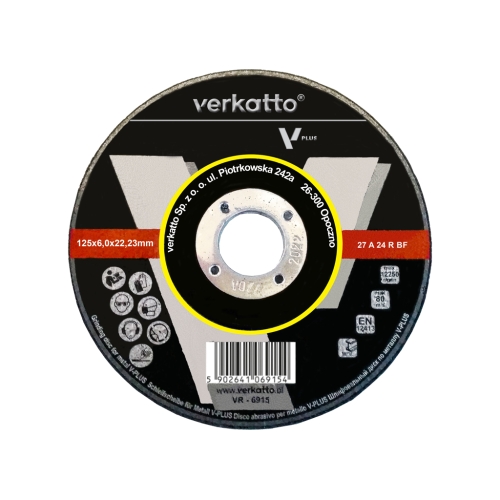 Brusna ploča za metal V-PLUS 125x6,0mm VERKATTO VR-6915