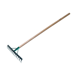 Grablje, ojačane, zelene, s drvenom drškom 1300 mm VERKATTO VR-7550