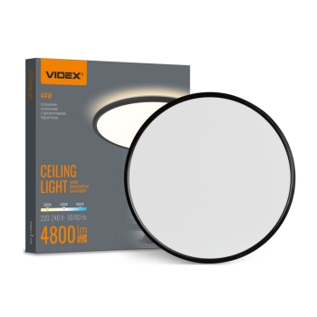 Stropna dekorativna svjetiljka s ukrasnim pozadinskim osvjetljenjem VIDEX DL5R 44W 3000K-4000K-5000K 220V Crno 