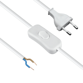 Kabel za kućanske uređaje, sa prekidačem, 2 x 0,75 mm2, bijeli, 2 m DPM DIC1220