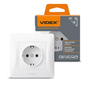 jednostruka schuko utičnica bijelo VIDEX BINERA 