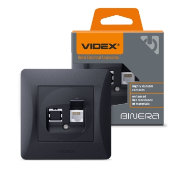 CAT6 utičnica jednostruka za računalo crno grafit VIDEX BINERA 