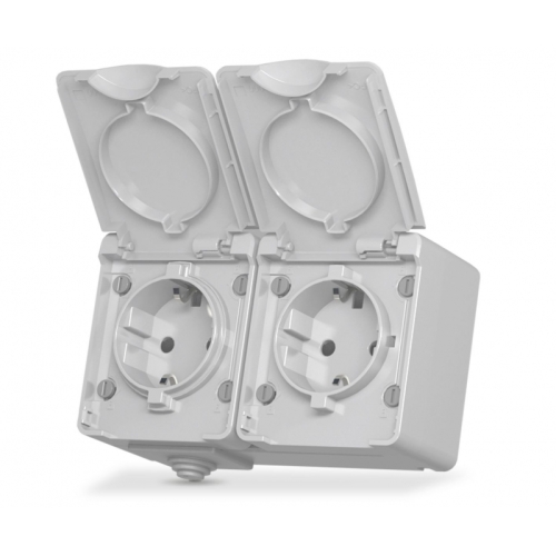 Vanjska dvostruka Schuko utičnica IP65 Sivo VIDEX BINERA 