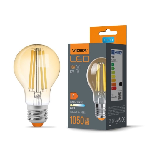 Žarulja LED VIDEX-E27-A60-10W-FIL-AMBER-WW 
