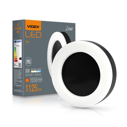 Zidna svjetiljka VIDEX-BULKHEAD-LED-LENA-Crno-15W-NW 