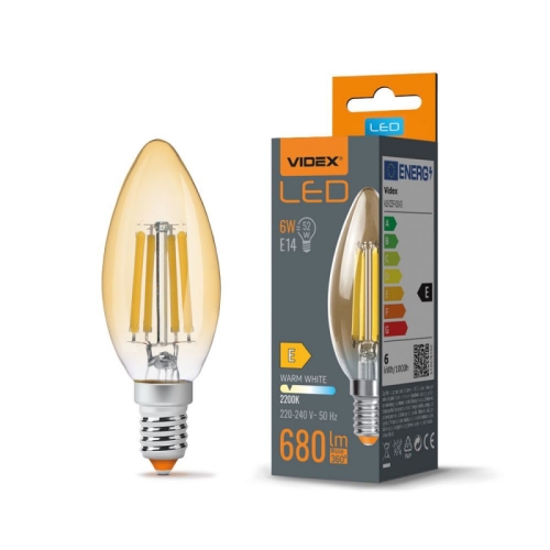 Žarulja LED VIDEX-E14-C35-6W-FIL-AMBER-WW 