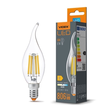Žarulja LED VIDEX-E14-C35-6W-FIL-FLAME-NW 