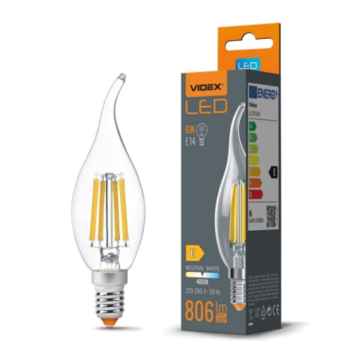 Žarulja LED VIDEX-E14-C35-6W-FIL-FLAME-NW 